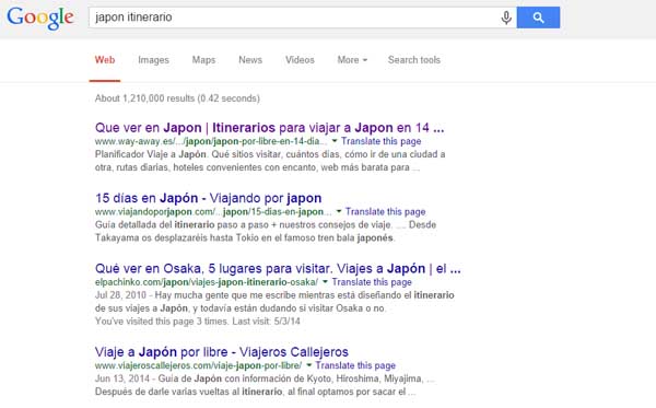 buscando información del itinerario en google