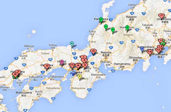 mapa con el itinerario