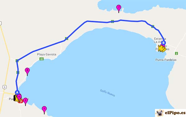 ruta hasta puerto pirámides