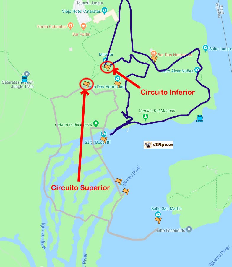 itinerario circuito inferior y superior