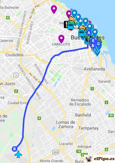 ruta hasta aeropuerto