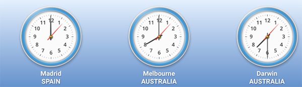 diferentes horarios ciudades australia