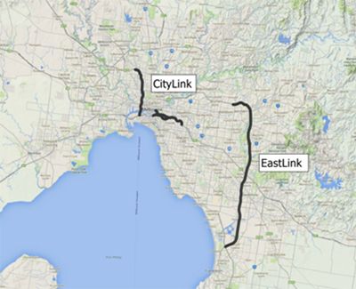 mapa de vías de peaje en melbourne