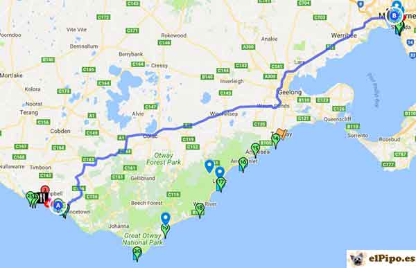 ruta hasta melbourne