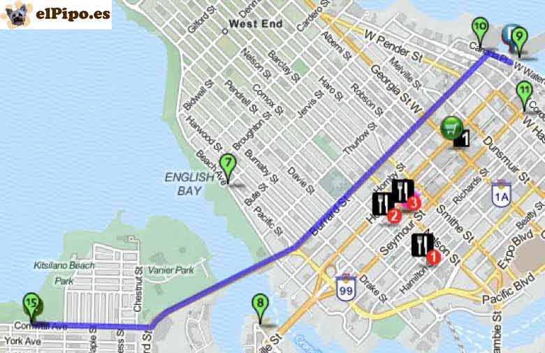 trayecto a kitsilano beach