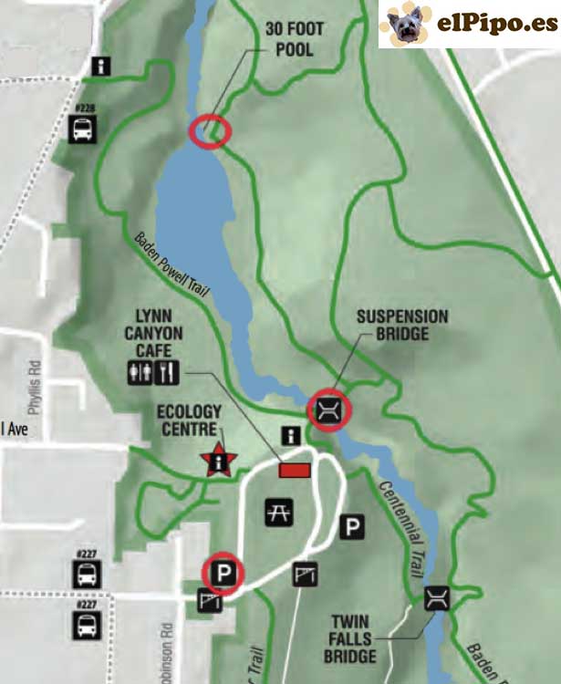 mapa de lynn canyon