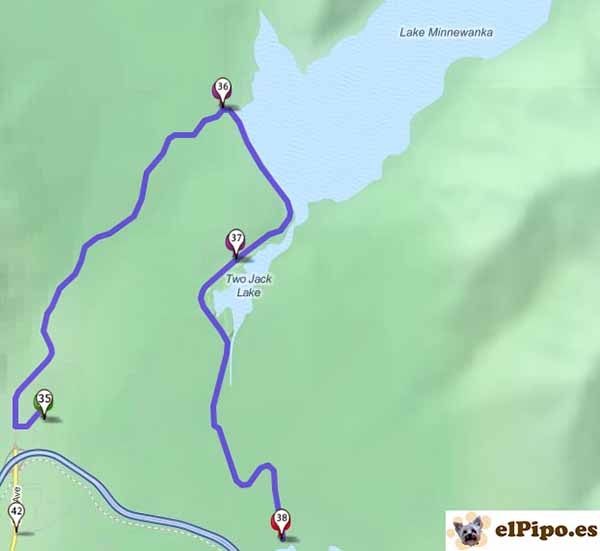 trayecto a lake minnewanka, two jack lake y johnson lake