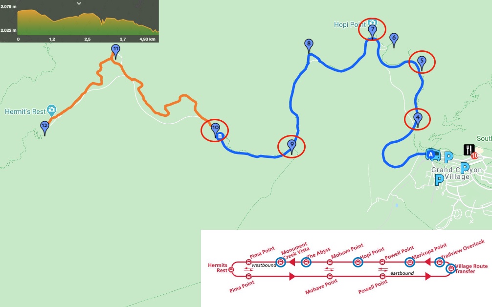 itinerario por los miradores de Gran Canyon