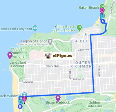 itinerario hasta parque Golden Gate