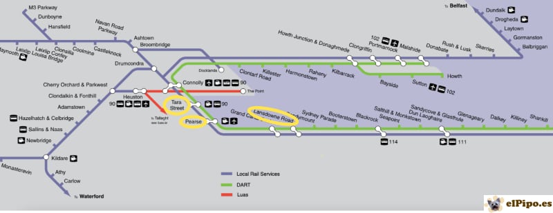 mapa líneas del DART