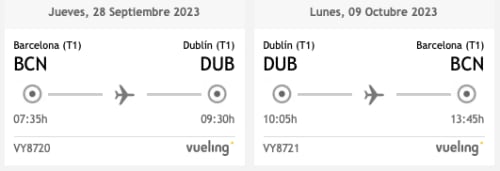 horario vuelo a dublin