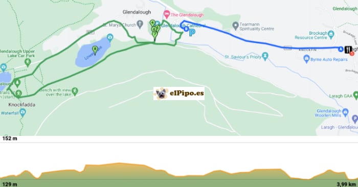 itinerario hasta Glendalough y recorrido posterior a pie