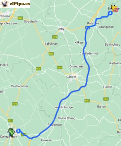 recorrido hasta Kilkenny