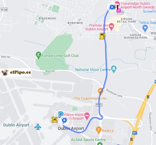 itinerario hasta el aeropuerto de Dublin