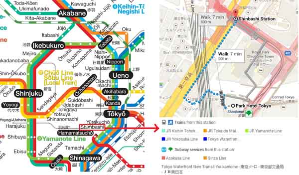 mapa trenes tokio