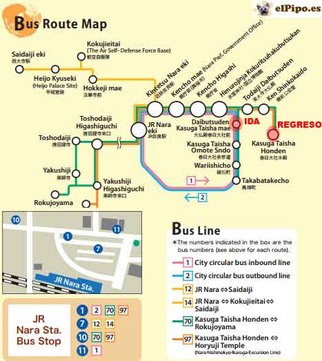 recorrido autobús nara