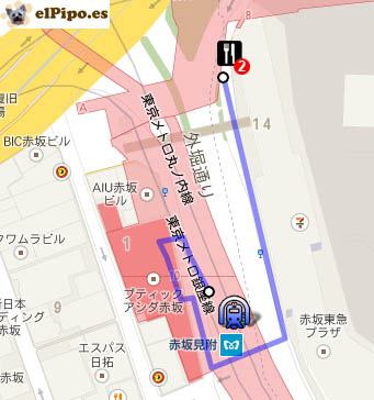 mapa de situación del restaurante ninja de tokio