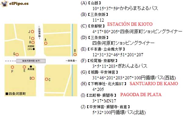 plano de la parada de shijo kawaramchi