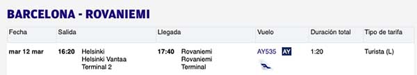 billete de avión hasta rovaniemi