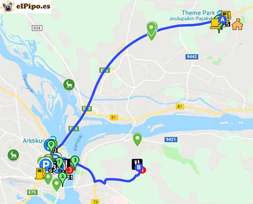 ruta hasta restaurante Lapland Hotel Sky Ounasvaara