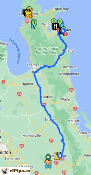 itinerario hasta Matamata