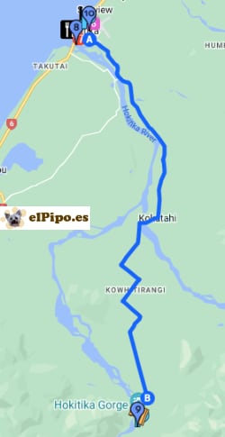 itinerario hasta Hokitika Gorge