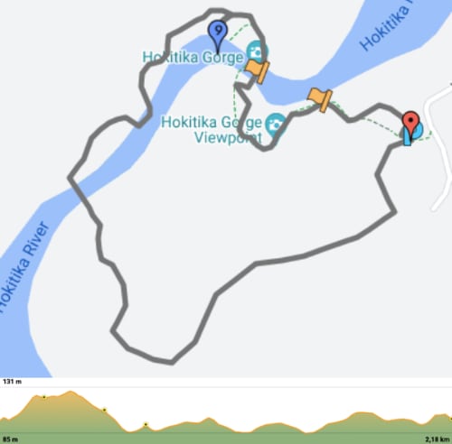 recorrido por Hokitika Gorge