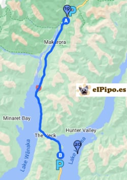 itinerario hasta Lake Hawea