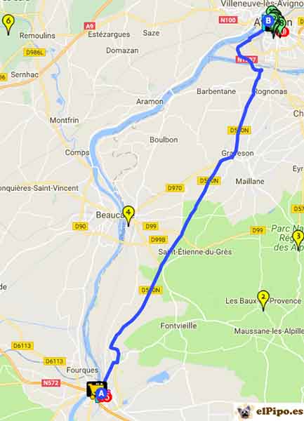 recorrido entre Arles y Avingnon