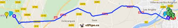 recorrido entre Arles y Point du Gard