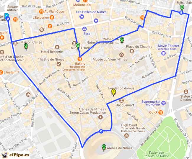 recorrido por Nîmes