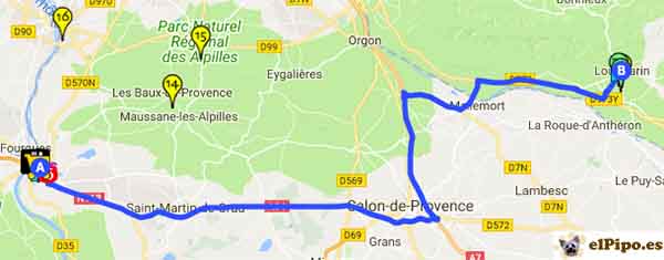 recorrido de Ares a Lourmarin