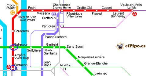 plano del metro de lyon