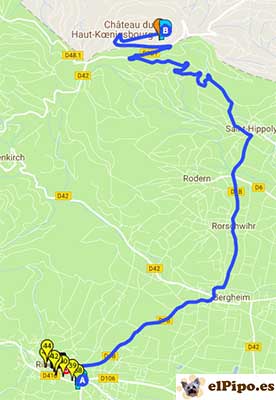 recorrido hasta château du haut-koenigsbourg