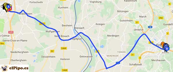 recorrido hasta freiburg