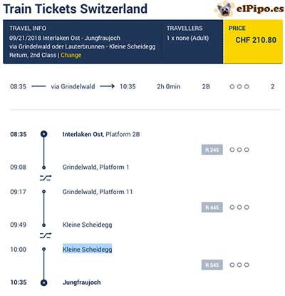 horario del tren para subir al jungfrau