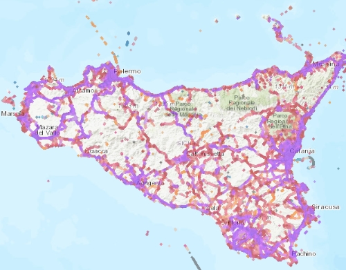 mapa de cobertura móvil en sicilia
