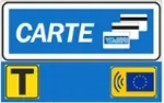 logo pagos con tarjeta o telepass (azul con tarjeta amarilla)