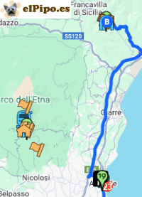 itinerario hasta Gole dell'Alcantara itinerario hasta Gole dell'Alcantara