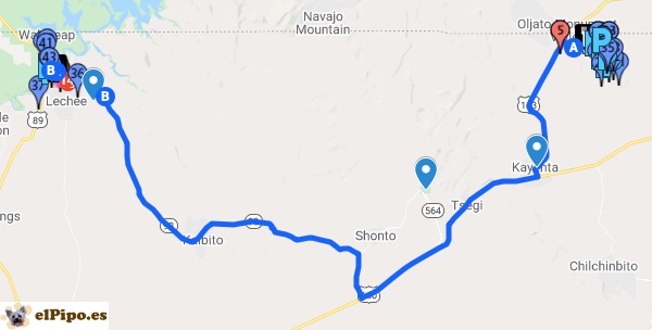 trayecto a Antelope Canyon