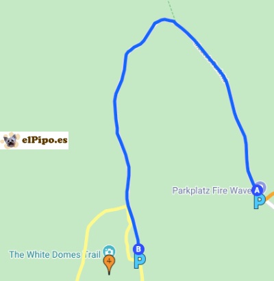trayecto hasta White Domes Trail
