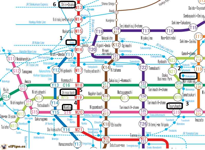 mapa metro osaka