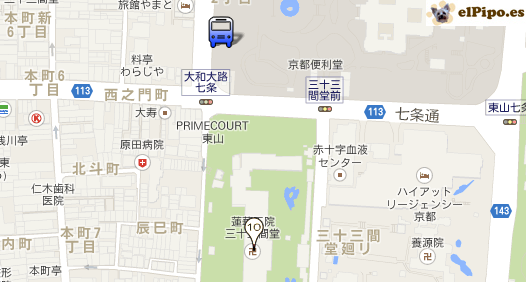 mapa situación templo Sanjūsangen-dō