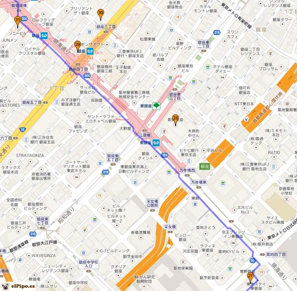 recorrido ginza (zona comercial)