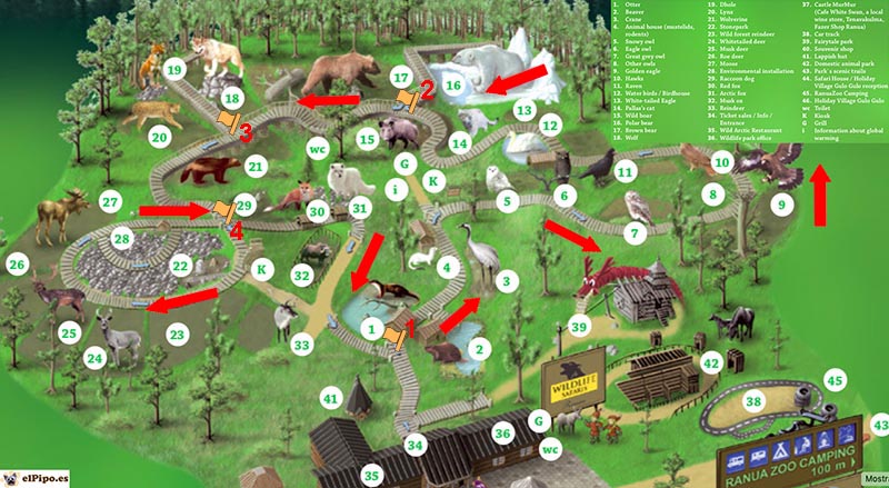 mapa del zoo de ranua